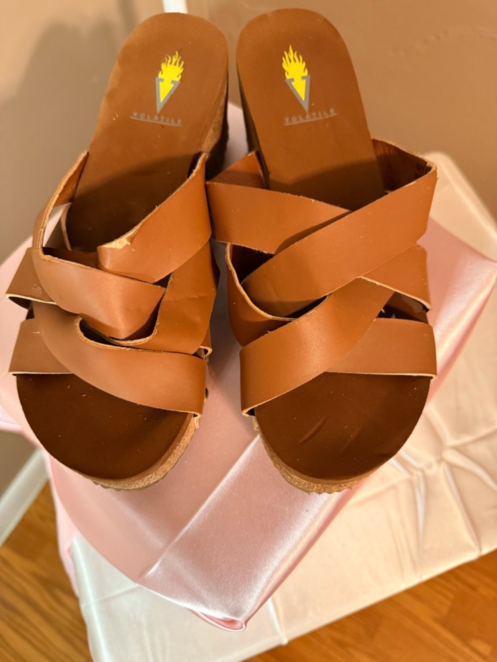 Volatile Brown Slide wedge Sandals - Women 
Size 7  
2”wedge
Memory foam sole